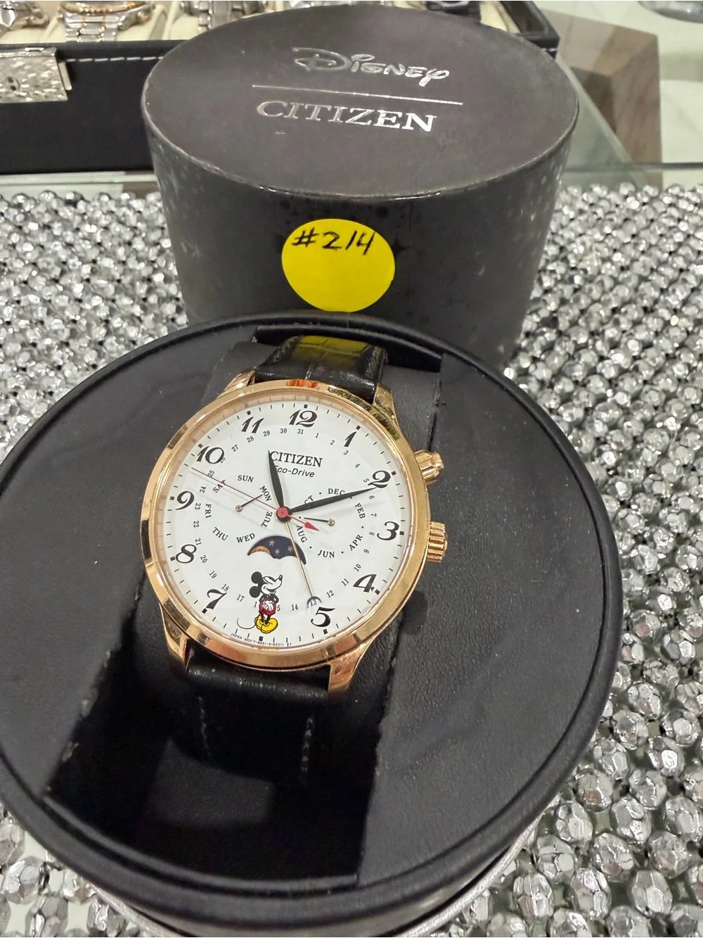 Citizen Men's Gold-Tone Case Watch with White Dial and Black Strap